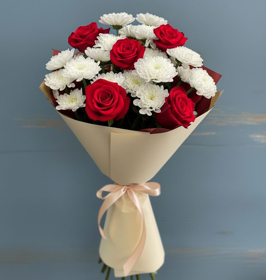 Букет цветов из: Розы и Хризантемы в Переяславке