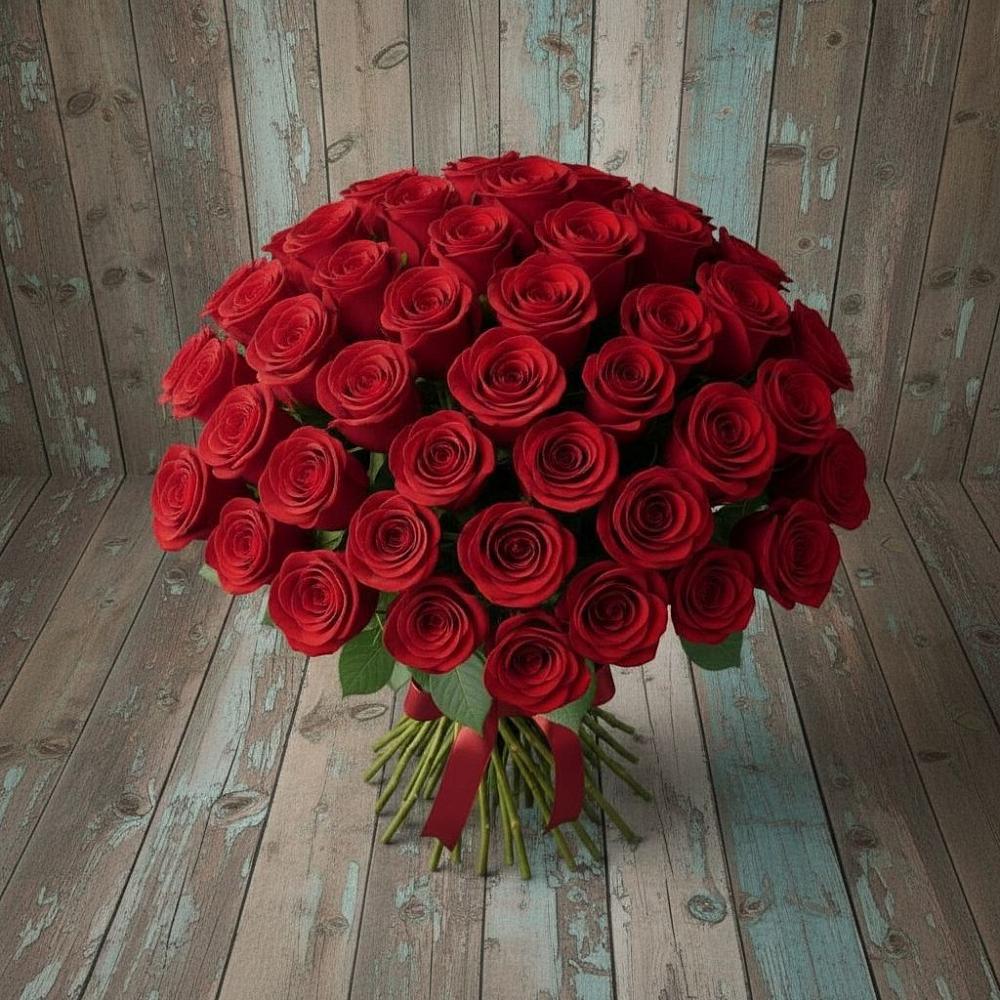 Букет 55 Красных роз Фридом в Переяславке