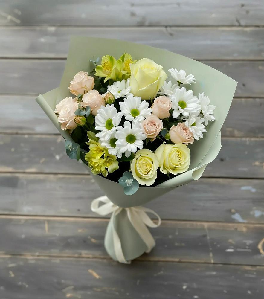 Букет цветов из: Альстромерии, Розы и Хризантемы в Переяславке