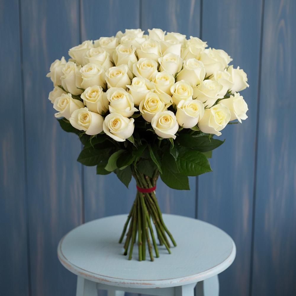 Букет 51 Белая роза Эдлесс Лав в Переяславке