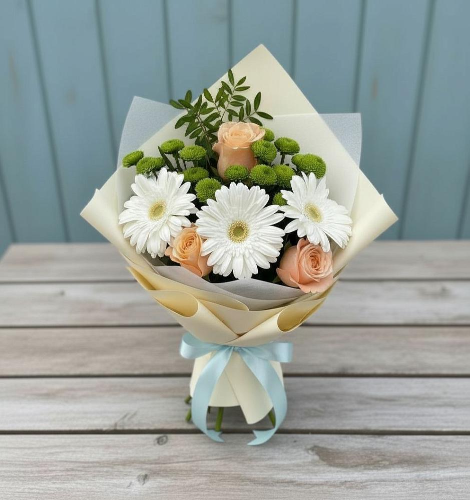 Букет цветов из: Герберы, Розы и Хризантемы в Переяславке