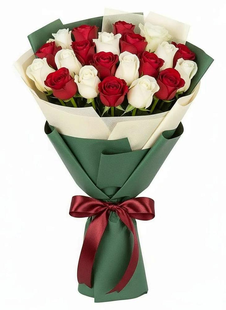 Букет Микс из красных и белых роз в Переяславке