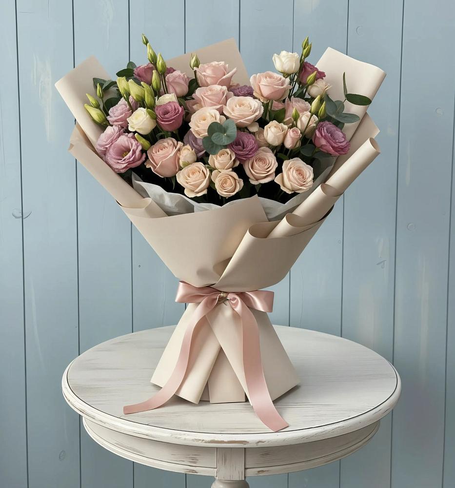 Букет цветов из: Розы и Лизиантусы в Переяславке