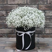 Цветочная композиция из Гипсофила в шляпной коробке в Переяславке
