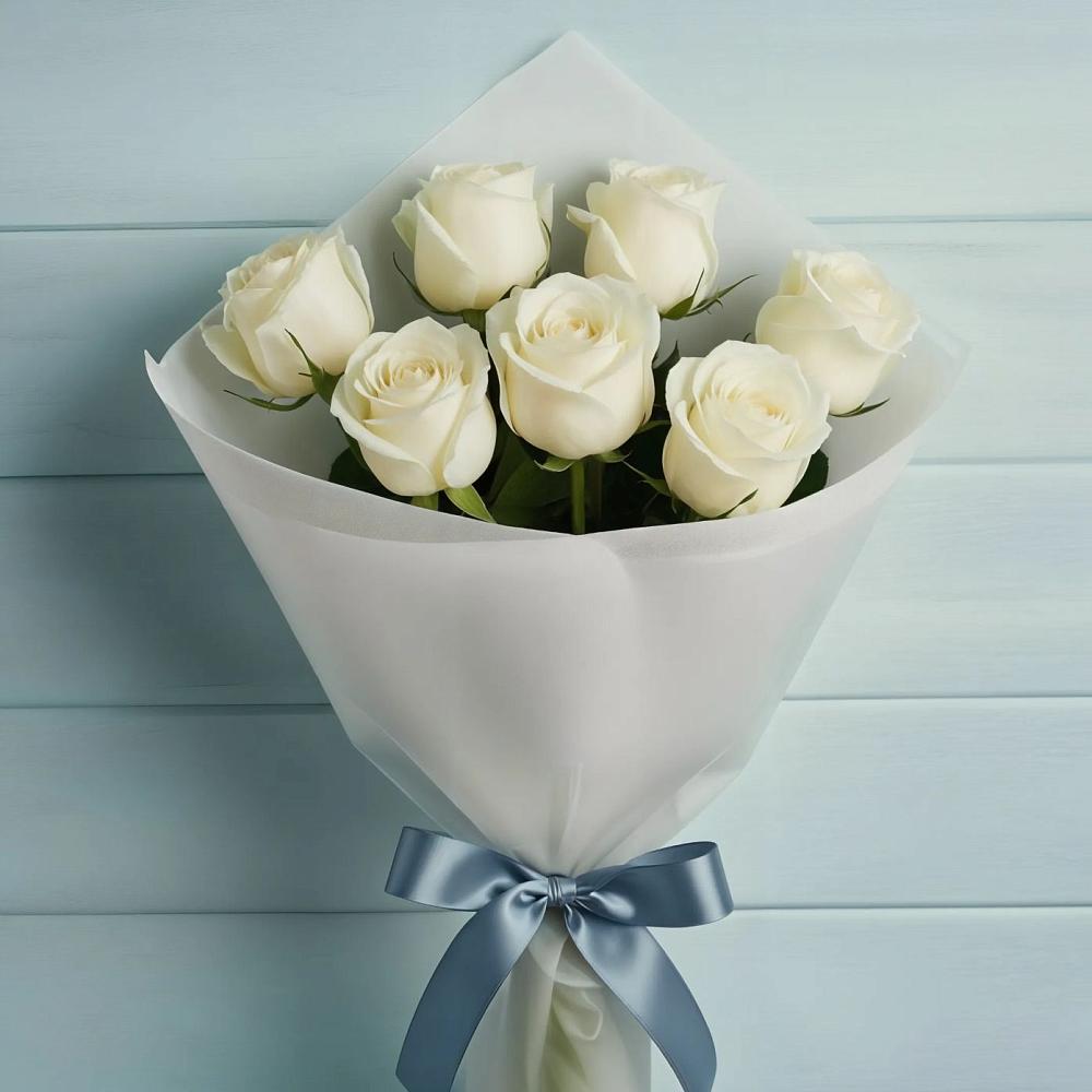 Букет 7 Белых роз Эдлесс Лав в Переяславке